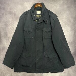 VTG Old Navy Jacket Mens 2XL Black Military Army Field Full Zip